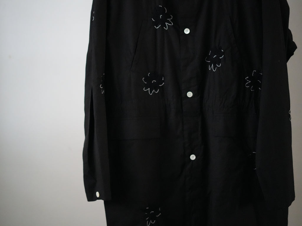 NOMA RHYTHM TEXTILE (ノーマ) / FLOWER EMBROIDERY HOODED COAT black