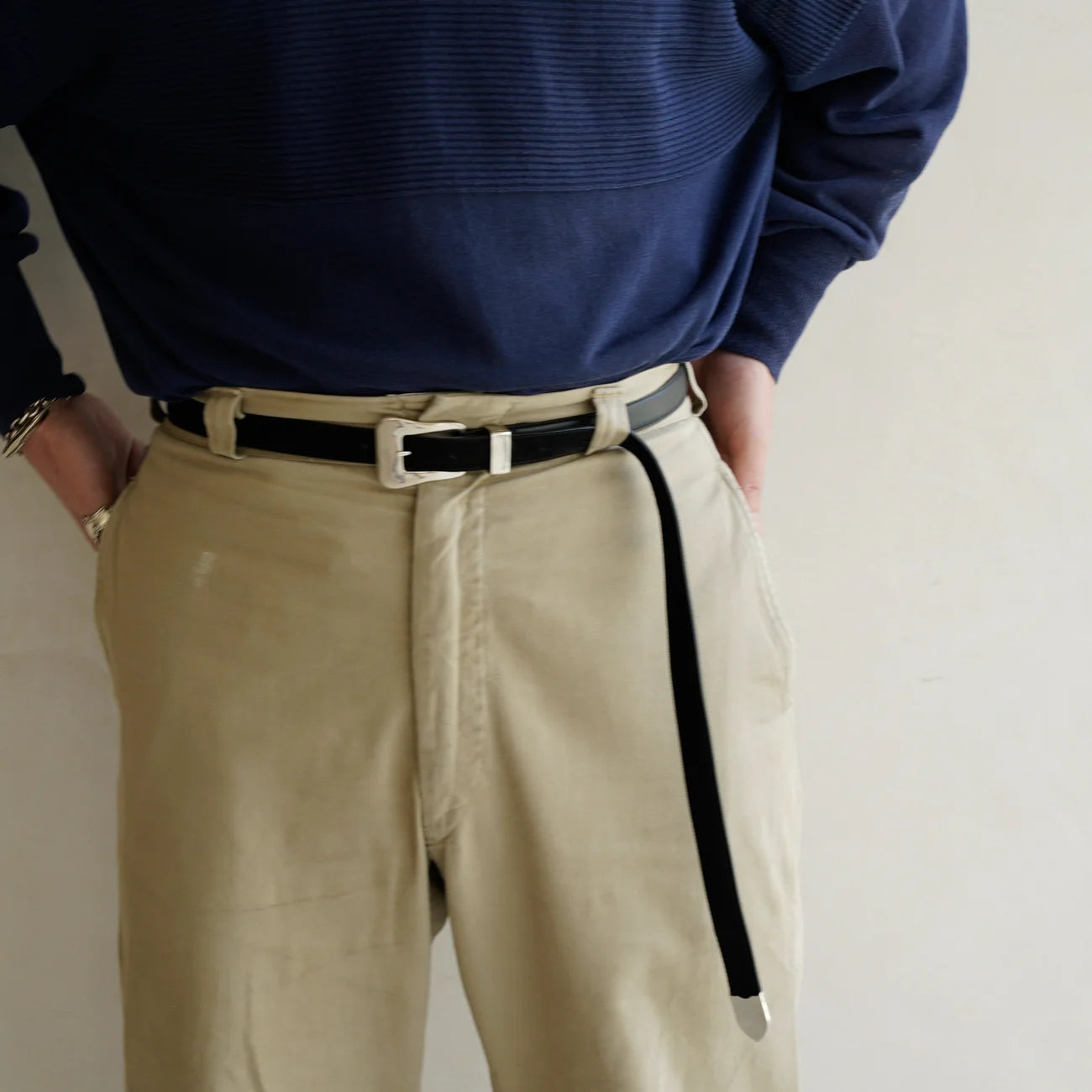 ITTI (イッチ) / Metal by The Letters SLIM WESTERN BELT STNB BLACK