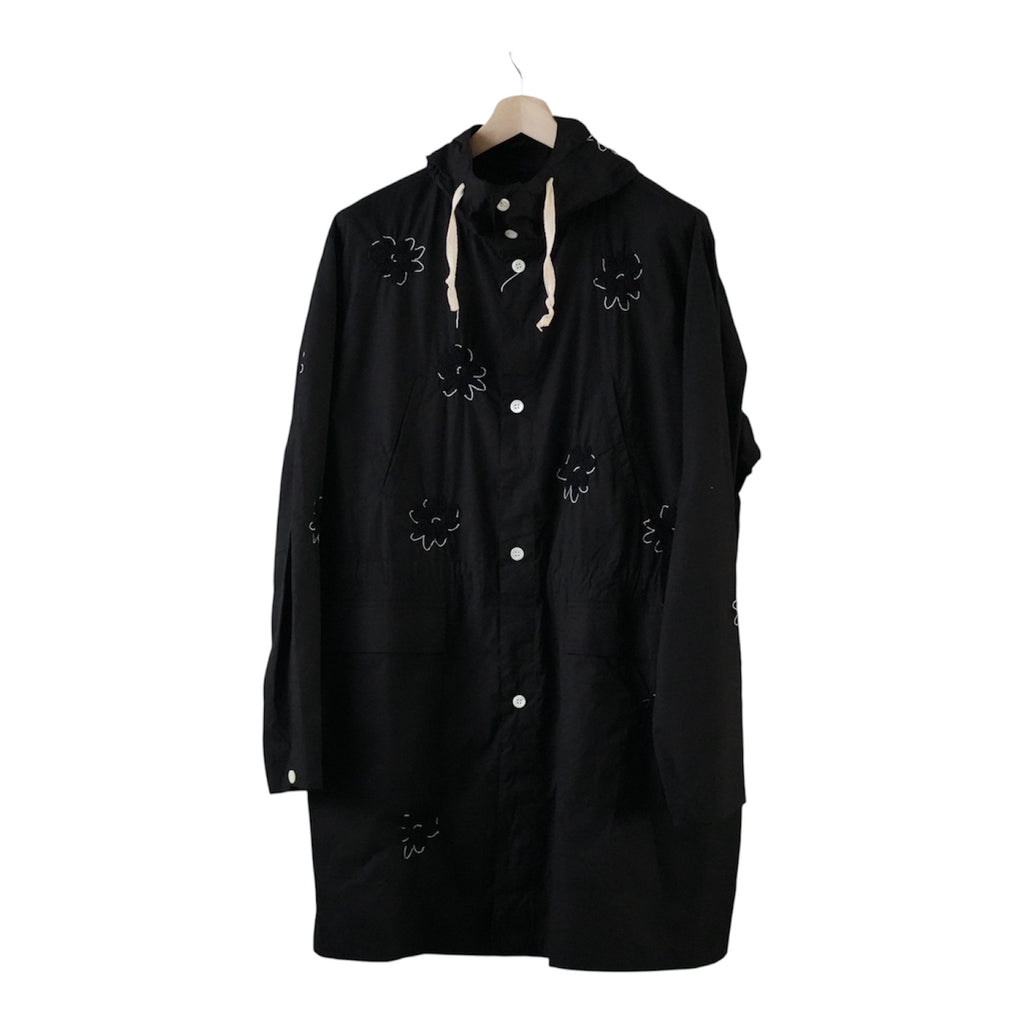 NOMA RHYTHM TEXTILE (ノーマ) / FLOWER EMBROIDERY HOODED COAT black