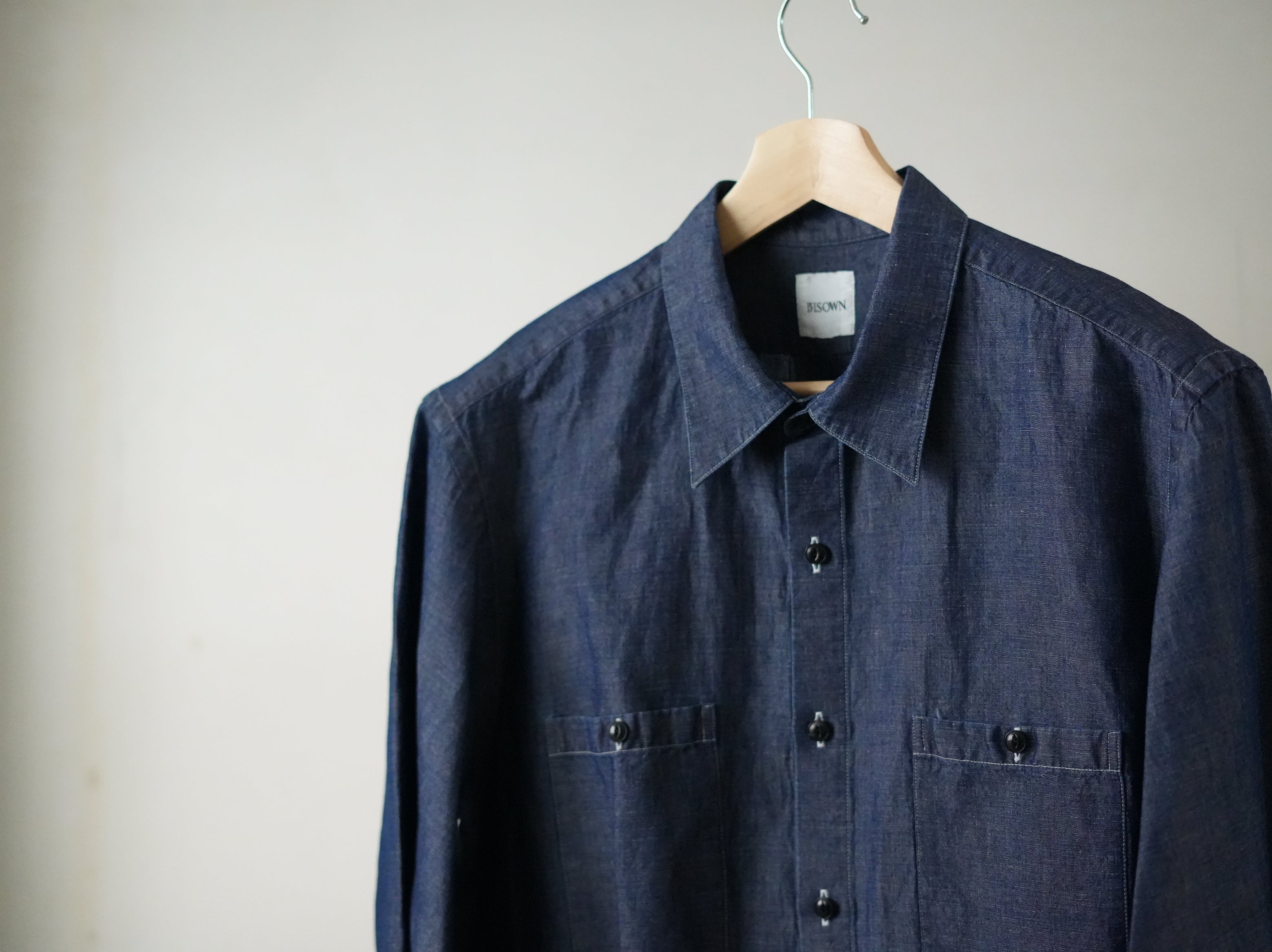 BISOWN ビソウン コットンリネン シャンブレーシャツ Dark Indigo