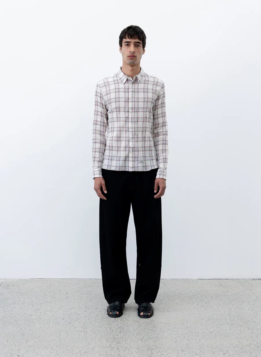 Observe (オブサーブ) / Seersucker Plaid Shirt Brown Blue