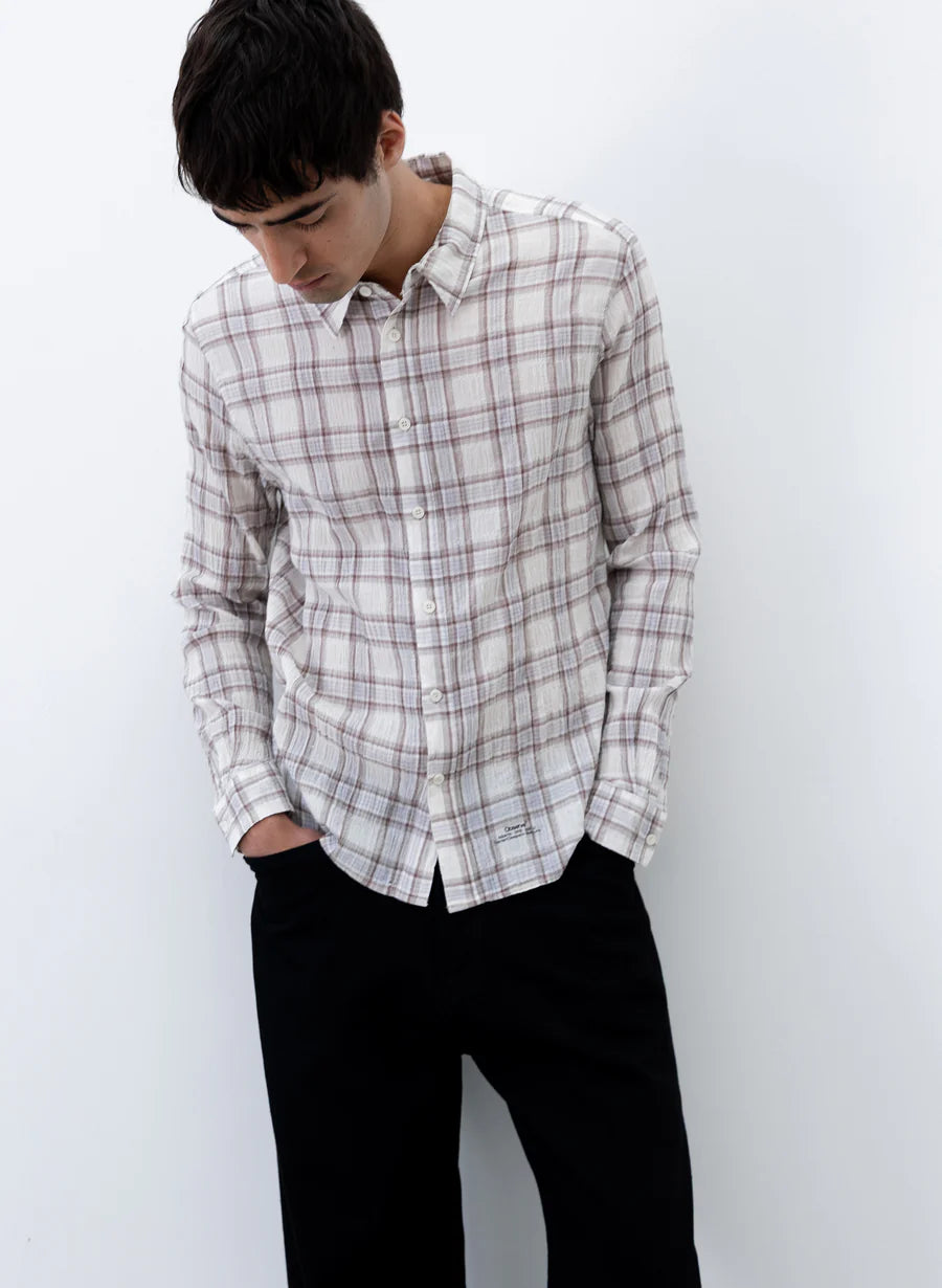 Observe (オブサーブ) / Seersucker Plaid Shirt Brown Blue