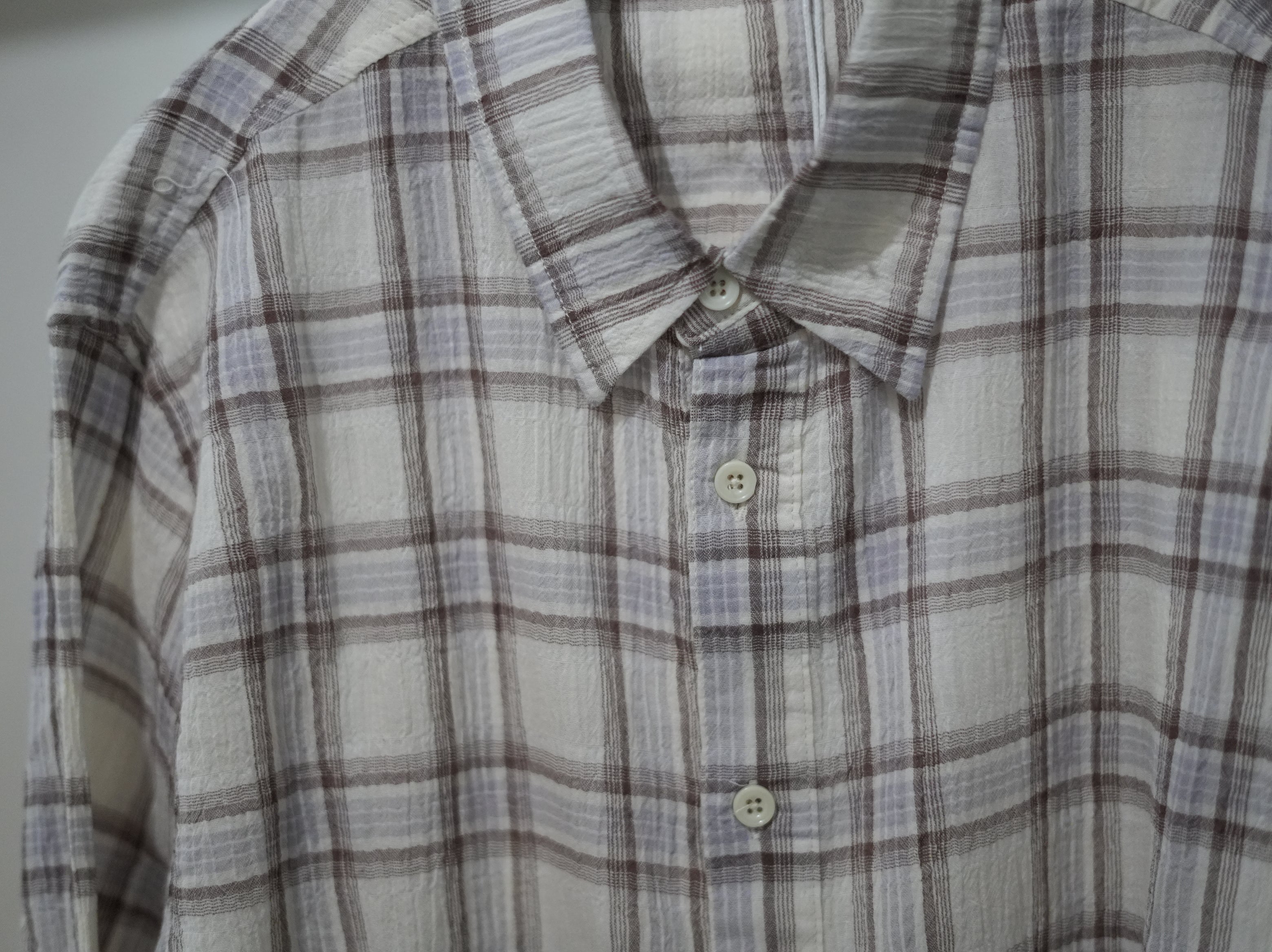 Observe (オブサーブ) / Seersucker Plaid Shirt Brown Blue