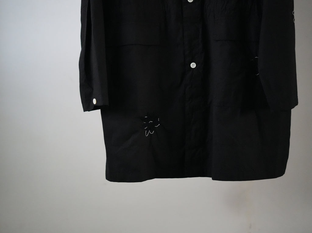 NOMA RHYTHM TEXTILE (ノーマ) / FLOWER EMBROIDERY HOODED COAT black