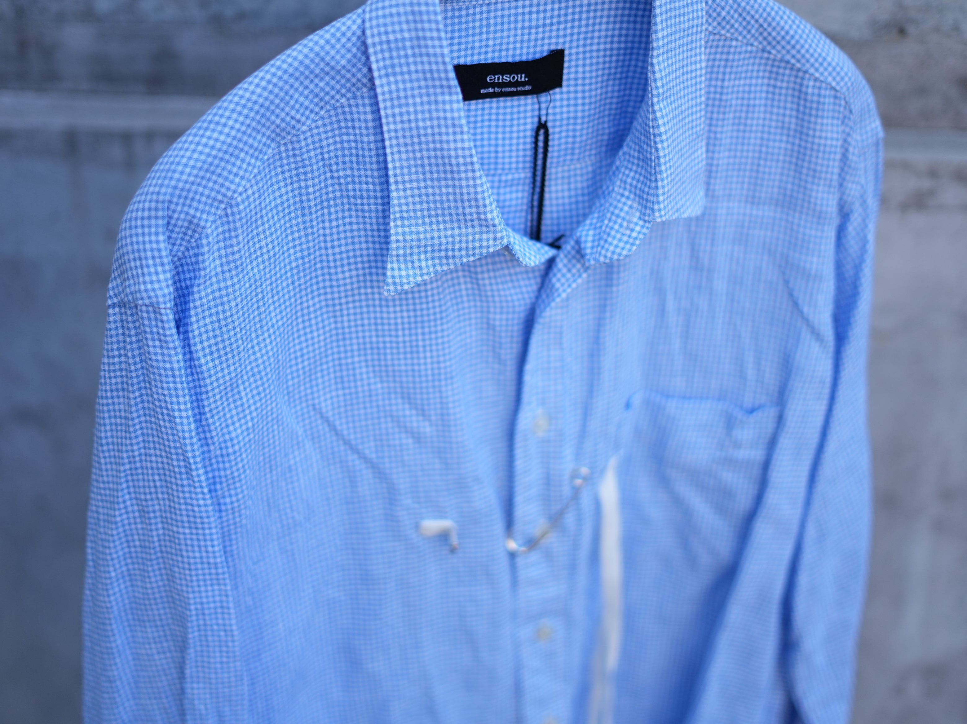 ensou. (エンソウ) / Ribbon Shirts b pale blue Gingham リボンシャツ