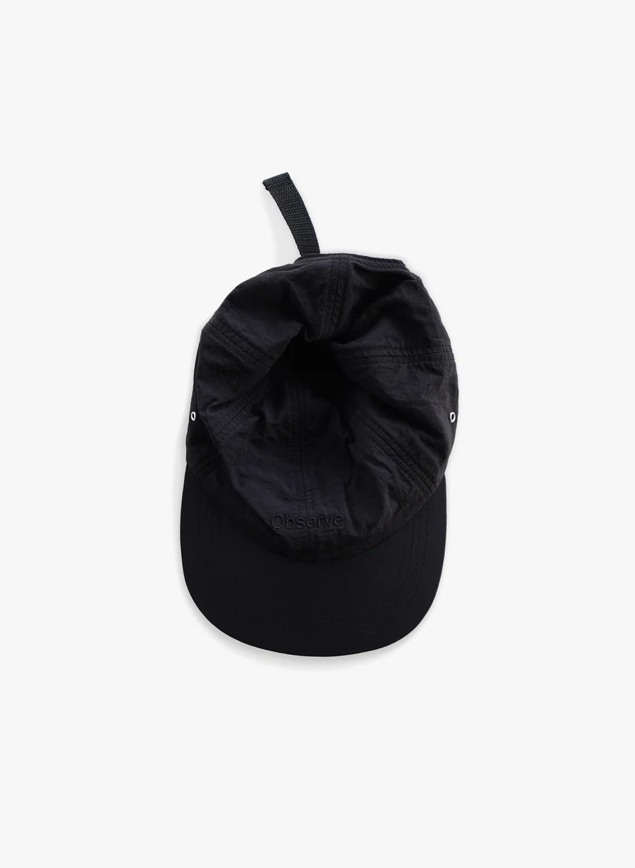 Observe (オブサーブ) / Crinkle Nylon logo cap Black